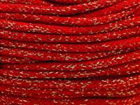 Loose braided cotton core cord with gold thread 5mm - 2000m - Red