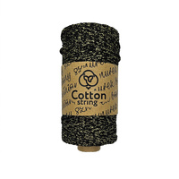 Braided cotton string 2mm - 100m - Black with gold thread