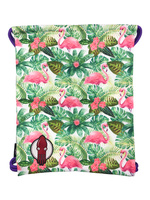 Waterproof bag with purple rope - Flamingos #1- size L