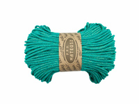 Sznurek bawełniany pleciony z rdzeniem bawełnianym z dodatkiem złotej nitki 5mm - 100m - Zielony morski