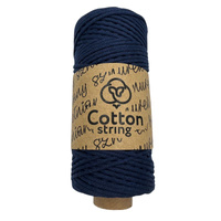 Braided cotton cord 2mm - 100m - Navy blue