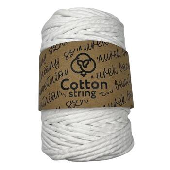 Twisted cotton string 5mm 1PLY - 100m - White