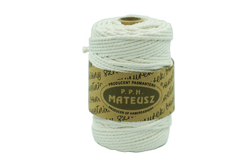 Sznurek bawełniany skręcany 5mm 3PLY - 100m -  Ecru