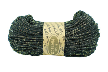 Cotton cord braided with cotton core with free gold threads 3mm - 100m - Black