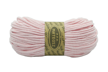 Braided cotton cord with a cotton core 3mm - 100m - Powder pink