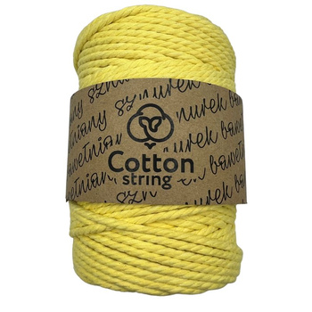 Sznurek bawełniany skręcany 5mm 3PLY - 100m - Żółty słomkowy