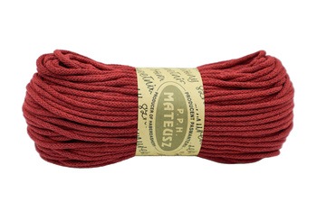 Braided cotton string with a cotton core 3mm - 100m - Burgundy red