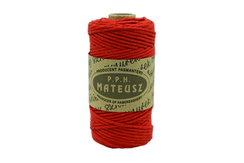 Cotton twisted cord 3mm 1PLY - 100m - Red