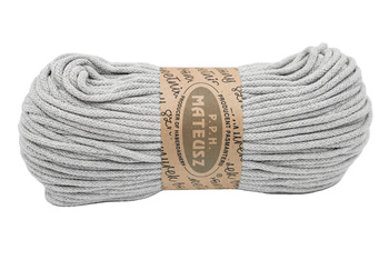 Braided cotton cord with cotton core 5mm - 100m - Grey
