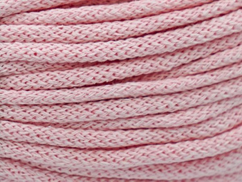 Loose braided cotton cord with cotton core 3mm - 1000m - Powder pink