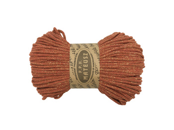 Sznurek bawełniany pleciony z rdzeniem bawełnianym z dodatkiem złotej nitki 5mm - 100m - Cegła