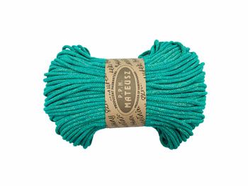 Sznurek bawełniany pleciony z rdzeniem bawełnianym z dodatkiem złotej nitki 5mm - 100m -  Morski 63