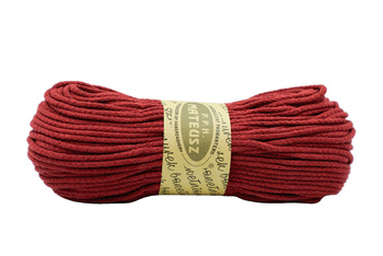 Braided cotton cord without core 5mm - 100m - Maroon red