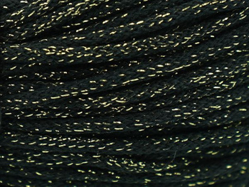 Loose braided cotton core cord with gold thread 5mm - 2000m - Black