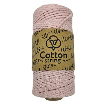 Sznurek bawełniany pleciony 2mm - 100m - Brudny Róż