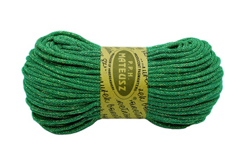 Cotton cord, braided with a cotton core and gold thread, 3mm - 100m - Green