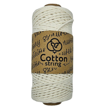 Sznurek bawełniany pleciony z rdzeniem bawełnianym 5mm - 100m - Beż Ecru