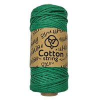 Sznurek bawełniany pleciony 2mm - 100m - Zielony Trawiasty