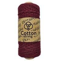 Sznurek bawełniany pleciony 2mm - 100m - Burgund